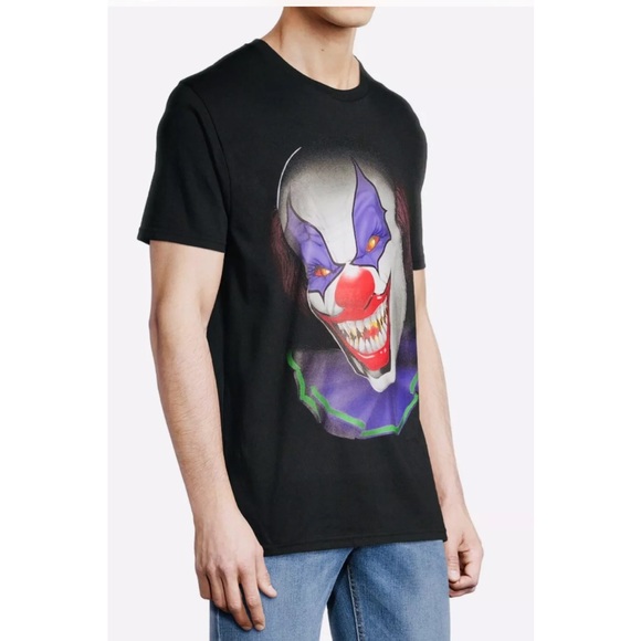 MEN’S SCARY CLOWN T-SHIRT SIZE M EVIL FREAKY IT “CREEPY THE CLOWN” HALLOWEEN NWT - Picture 3 of 6
